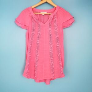 Counterparts Blouse Size Small Pink Short Sleeve